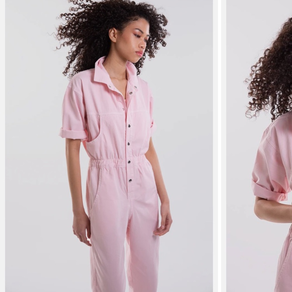 Overlover cotton twill jumpsuit in pink